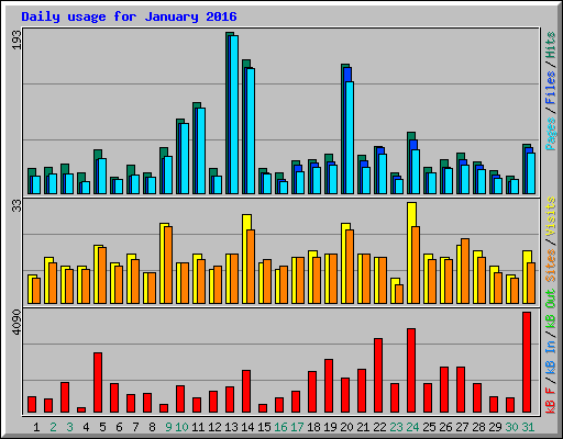 Daily usage for January 2016