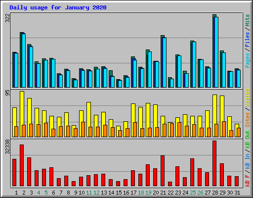 Daily usage for January 2020