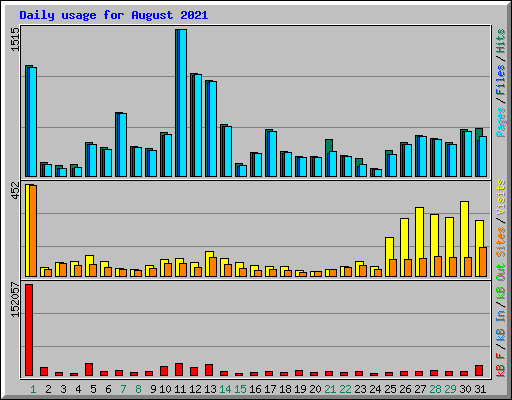 Daily usage for August 2021