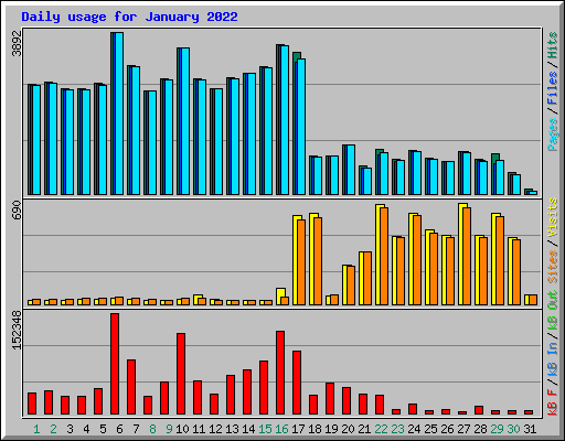 Daily usage for January 2022