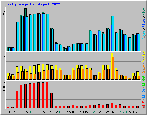 Daily usage for August 2022