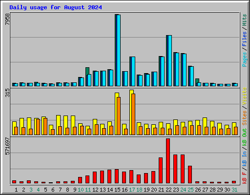 Daily usage for August 2024