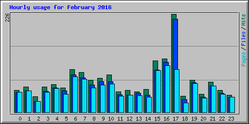 Hourly usage for February 2016