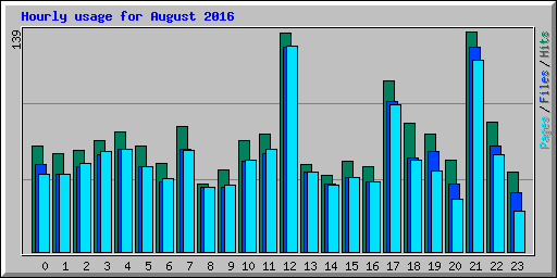 Hourly usage for August 2016